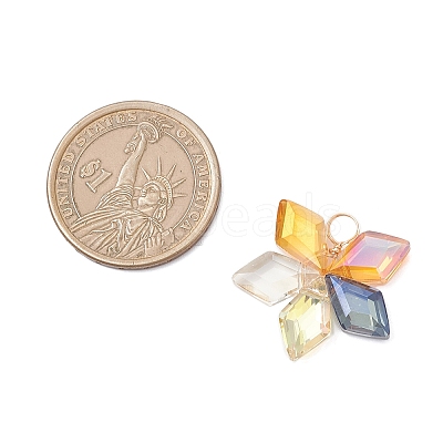 9Pcs 3 Colors Electroplate Rhombus Glass Pendants PALLOY-JF04507-1