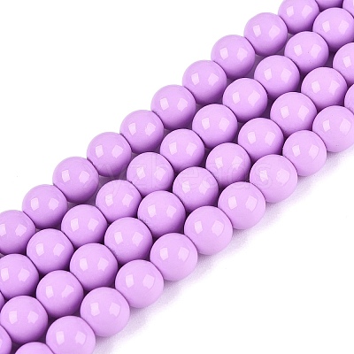 Painted Glass Bead Strands X-DGLA-S071-6mm-B38-1