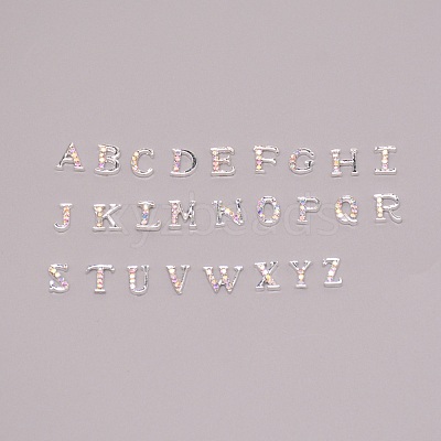 Letter A~Z Alloy Rhinestone Cabochons MRMJ-WH0072-92A-1