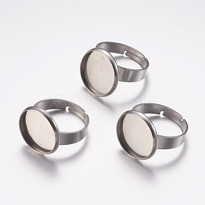 Tarnish Resistant Adjustable 304 Stainless Steel Finger Rings Components STAS-F149-18P-D-1