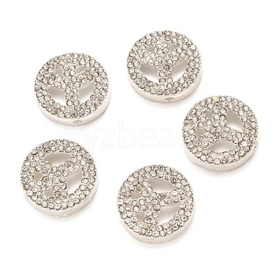 Peace Sign Alloy Crystal Rhinestone Beads RB-J451-01S-1