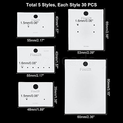 150 Pcs 5 Styles Paper Display Cards CDIS-CA0001-09-1