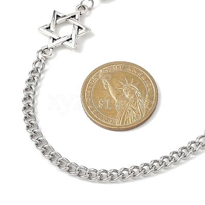 304 Stainless Steel Star of David Link Chain Necklaces NJEW-JN05658-1
