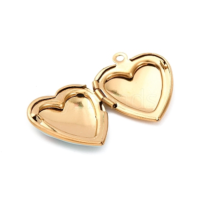 304 Stainless Steel Heart Locket Pendants STAS-Z168-02G-04-1