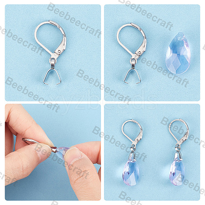 50Pcs 304 Stainless Steel Leverback Earring Findings with Pendant Bails STAS-BBC0001-52P-1
