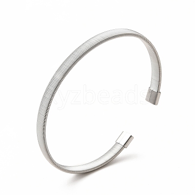 304 Stainless Steel Flat Snake Chains Shape Open Cuff Bangle for Women BJEW-C033-03-1