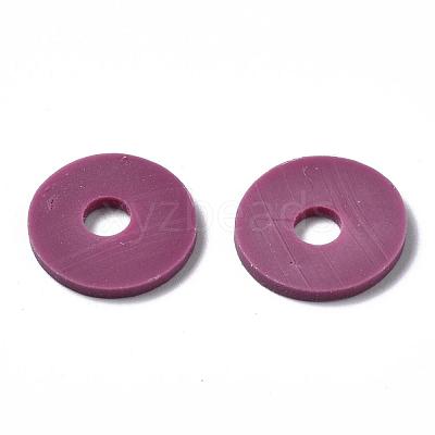 Flat Round Handmade Polymer Clay Beads CLAY-R067-12mm-05-1
