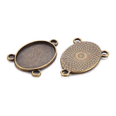 Tibetan Style Alloy Cabochon Connector Settings TIBE-Q079-18x25-AB-FF-1
