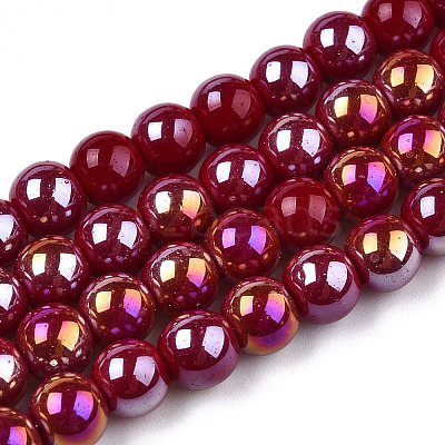 Electroplate Opaque Glass Beads Strands X-GLAA-T032-P6mm-AB05-1