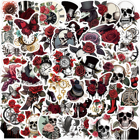 Hallowmas 50Pcs Punk Gothic Rose Stickers PW-WGD825C-01-1