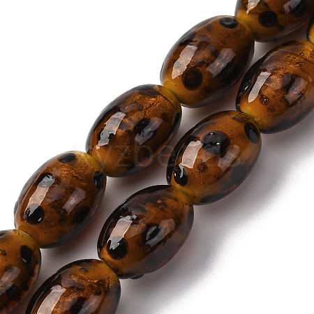 Handmade Gold Sand Lampwork Beads Strands LAMP-Q045-06A-1
