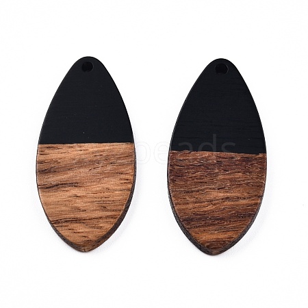 Opaque Resin & Walnut Wood Pendants RESI-N025-032-B01-1