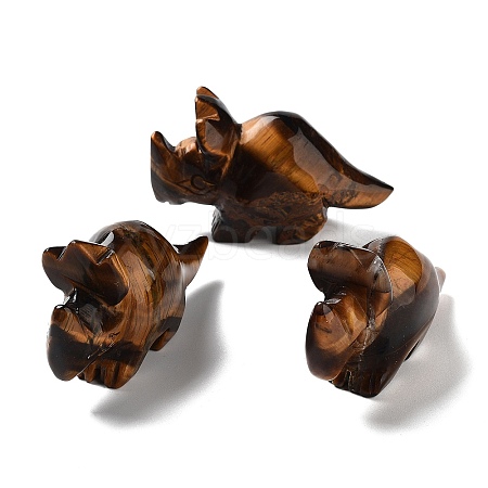 Natural Tiger Eye Carved Healing Rhinoceros Figurines DJEW-P016-01H-1