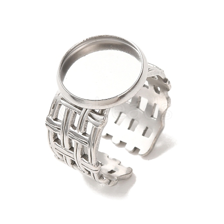 Woven Bezel 304 Stainless Steel Cuff Ring Components SA-CBAD8FA-01P-03-1