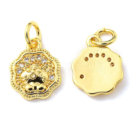 Rack Plating Brass Micro Pave Cubic Zirconia Charms KK-D036-15G-1