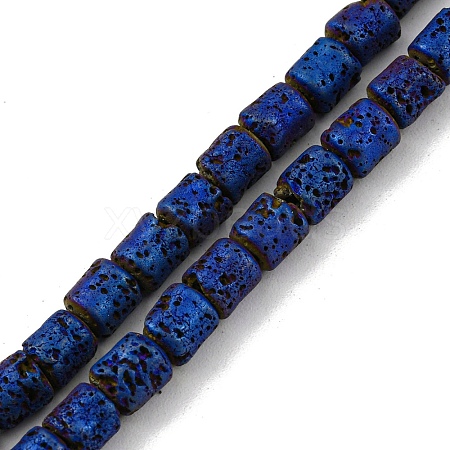 Electroplated Natural Lava Rock Beads Strands G-Z032-J04-12D-1