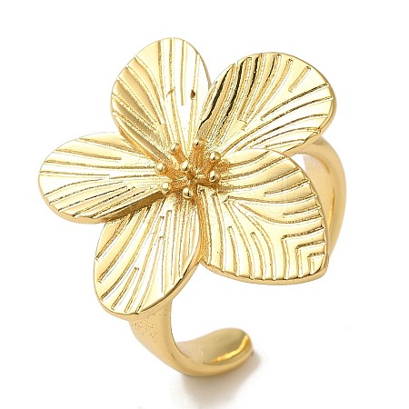 Flower Rack Plating Brass Cuff Rings for Women RJEW-G323-07G-1