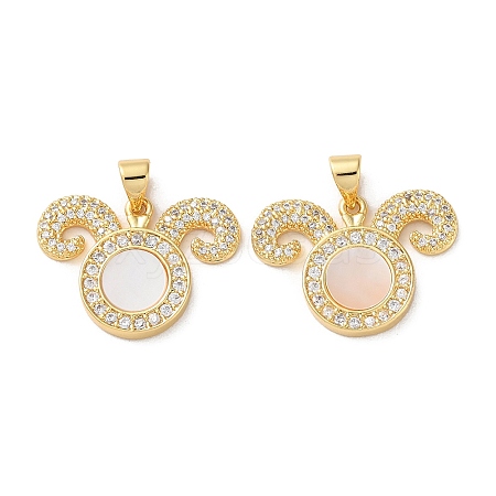 Brass Micro Pave Clear Cubic Zirconia Pendants KK-B083-40A-G-1