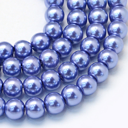 Baking Painted Pearlized Glass Pearl Round Bead Strands X-HY-Q330-8mm-09-1