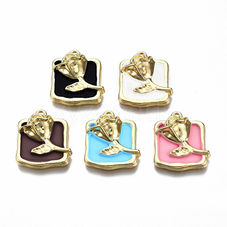 Rack Plating Alloy Enamel Pendants ENAM-N060-17-LG-1