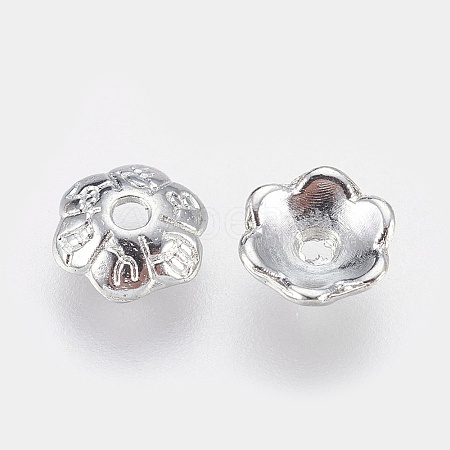 6-Petal Tibetan Style Alloy Flower Bead Caps TIBE-S220-P-RS-1