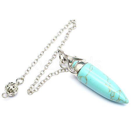 Synthetic Turquoise Bullet Cone Pointed Dowsing Pendulums PW-WG2823D-03-1