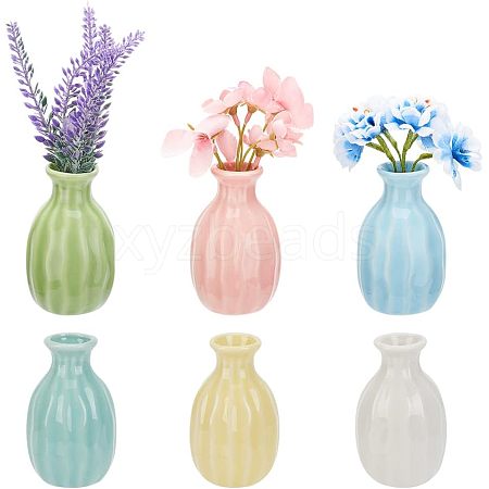  6Pcs 6 Colors Mini Ceramic Floral Vases for Home Decor BOTT-NB0001-04-1