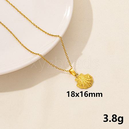 304 Stainless Steel Shell Shape Pendant Necklaces JQ3185-2-1
