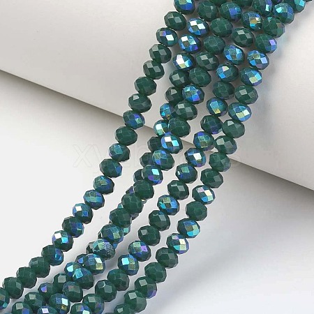 Electroplate Opaque Solid Color Glass Beads Strands EGLA-A044-P8mm-L12-1