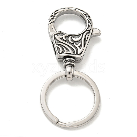 Tibetan Style 316 Surgical Stainless Steel Fittings with 304 Stainless Steel Key Ring FIND-Q101-14AS-1