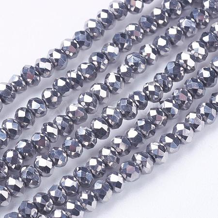 1 Strand Faceted Electroplate Glass Rondelle Beads Strands X-EGLA-J025-F03-1