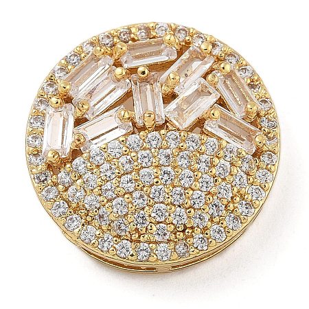 Rack Plating Brass Micro Pave Clear Cubic Zirconia Slide Charms KK-A234-014G-1