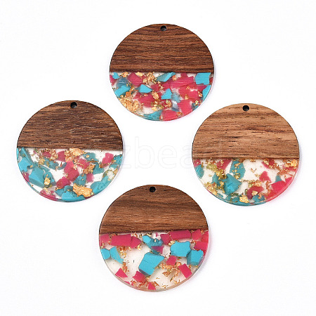 Transparent Resin & Walnut Wood Pendants RESI-TAC0017-75-A04-1