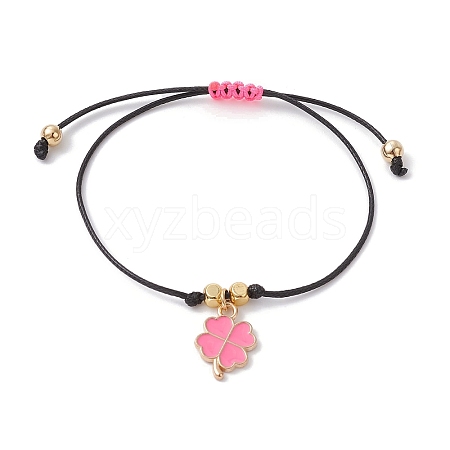 Alloy Enamel Clover Charm Bracelet BJEW-JB09962-02-1