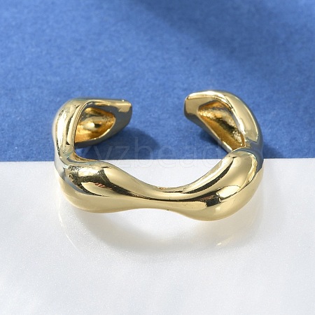 Rack Plating Brass Twist Wave Open Cuff Rings for Women RJEW-Q777-08G-1