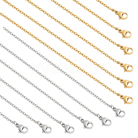  20Pcs 2 Colors 304 Stainless Steel Cable Chain Necklaces Set MAK-NB0001-22-1