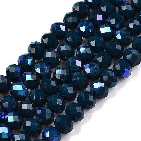 Electroplate Opaque Solid Color Glass Beads Strands EGLA-A044-P4mm-L16-1