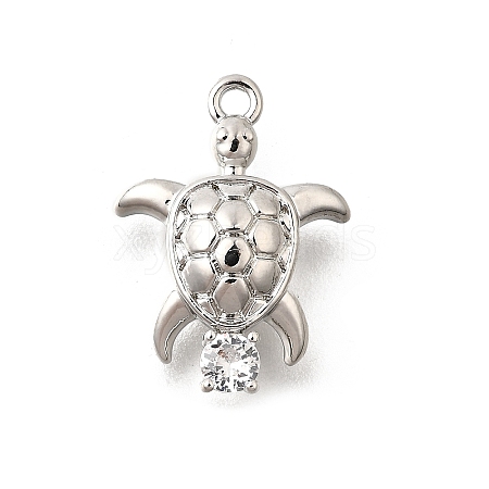 Brass Pave Clear Cubic Zirconia Charms KK-C096-14A-P-1