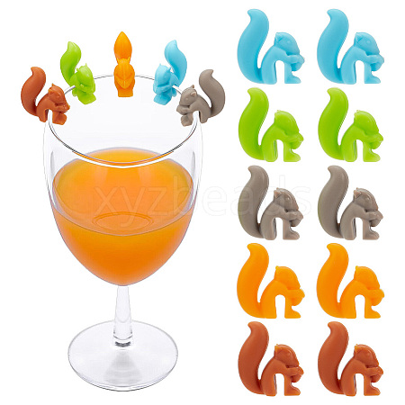  2 Sets Squirrel Silicone Wine Glass Charms DIY-NB0010-66-1