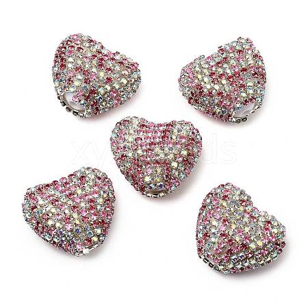 Sparkling Acrylic Heart Beads with Rhinestone Embellishment OACR-NH0001-02B-02-1
