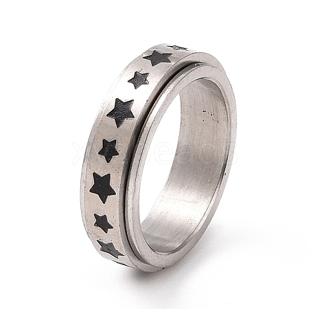 Black Enamel Star Rotating Fidget Band Ring LS-RJEW-I089-18P-1