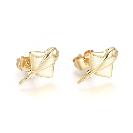 Brass Ear Studs EJEW-G273-02G-1