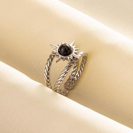 304 Stainless Steel Sun Cuff Rings DM8672-1-1