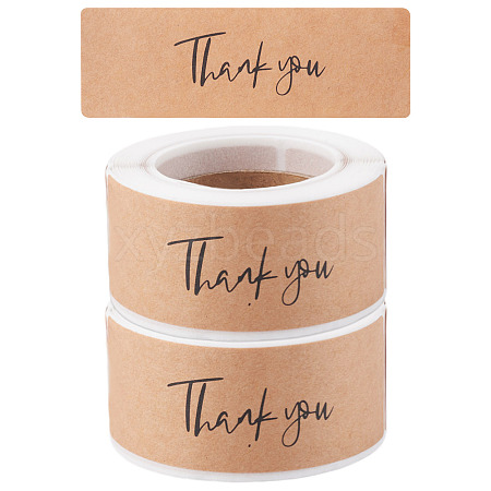 2 Rolls Rectangle Thank You Theme Paper Stickers DIY-TA0013-47B-1