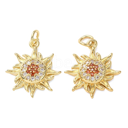 Brass Micro Pave Orange Cubic Zirconia Pendants CU-E003-16G-B-1