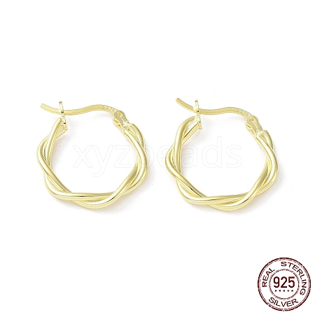 925 Sterling Silver Hoop Earrings EJEW-K258-15C-G-1