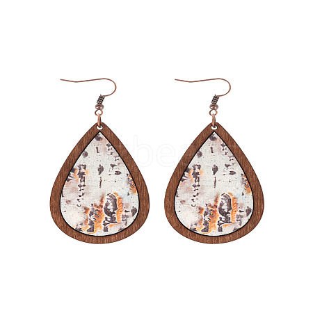 Wood Dangle Earrings FS-WG89FD2-04-1