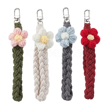 Cotton String Threads Flower Pendant Decorations HJEW-JM02845-1