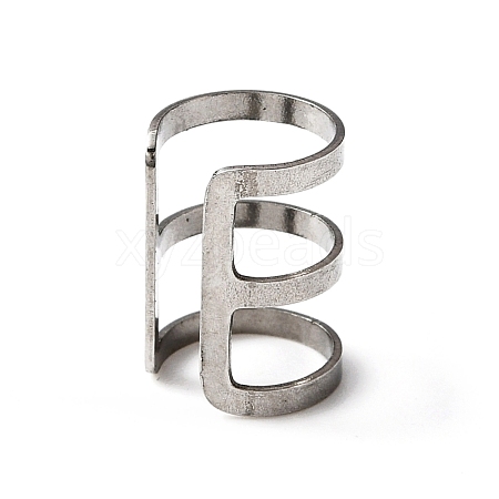 304 Stainless Steel Triple Line Wide Chunky Cuff Earrings for Women EJEW-TAC0015-08P-1