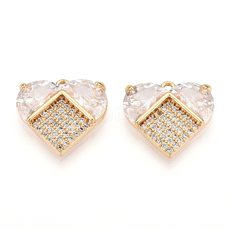 Brass Pave Clear Cubic Zirconia Charms KK-N254-168G-1